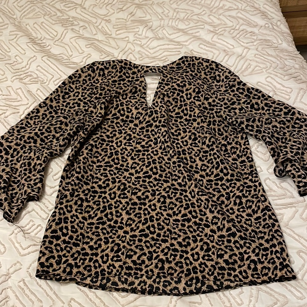 Leopard print top with bell sleeves size 10